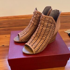 Donald J. Pliner Tan Woven Ankle Booties